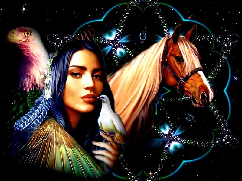Woman with Bird and Horse