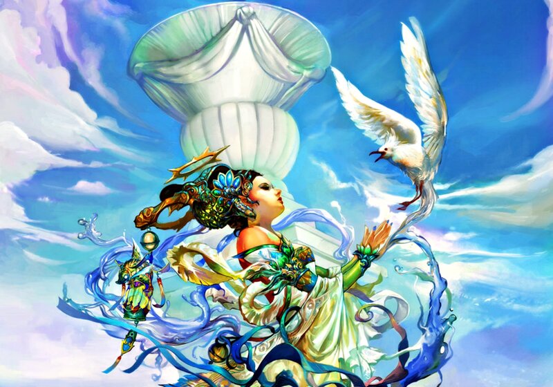 Woman with Bird and Lantern