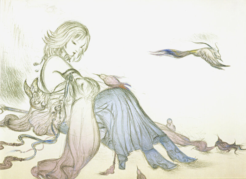 woman with bird companion