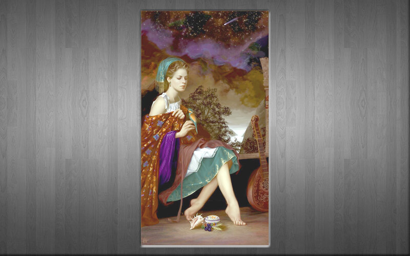 woman with bird in garden