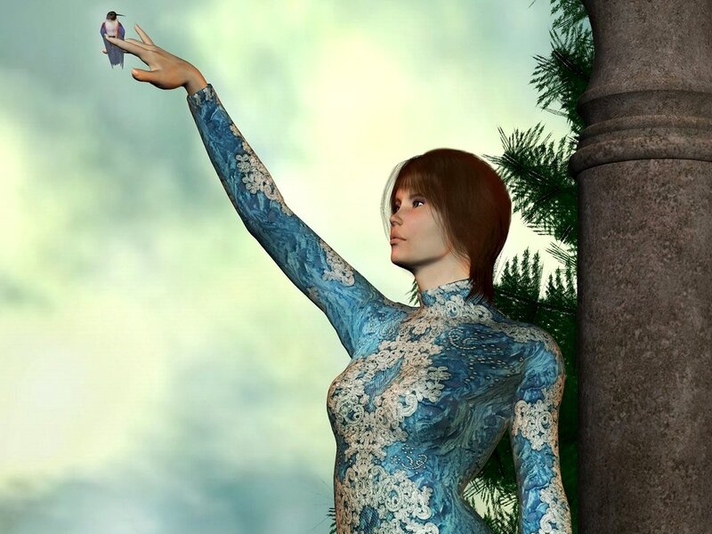 woman with bird on hand