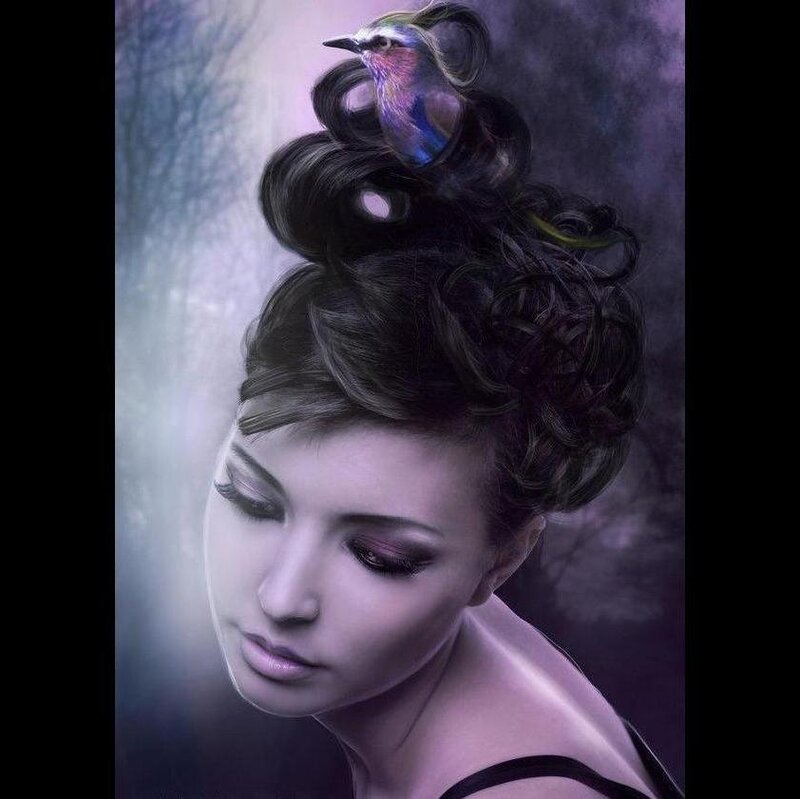 Woman with Bird on Head