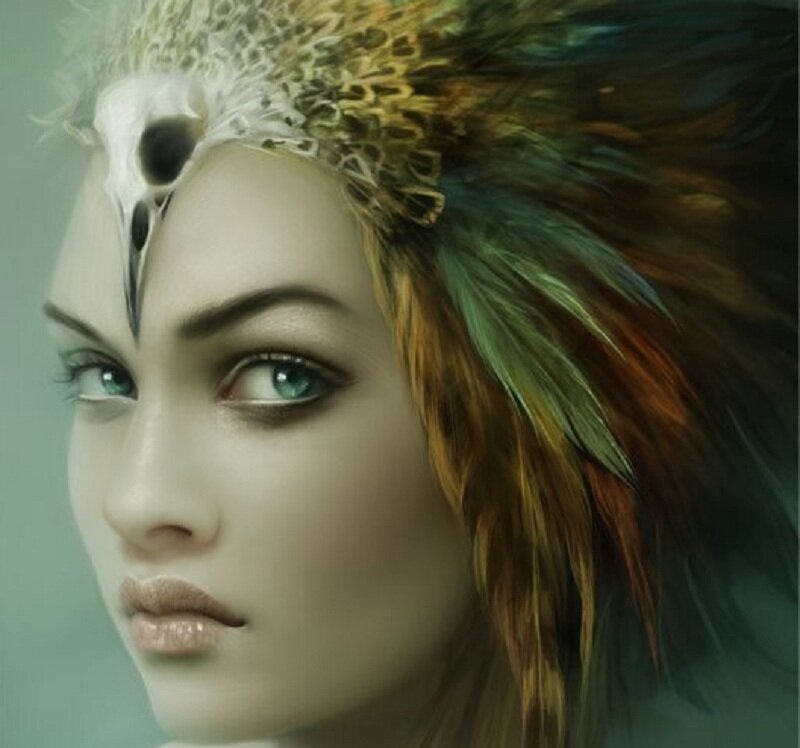 Woman with Bird Skull