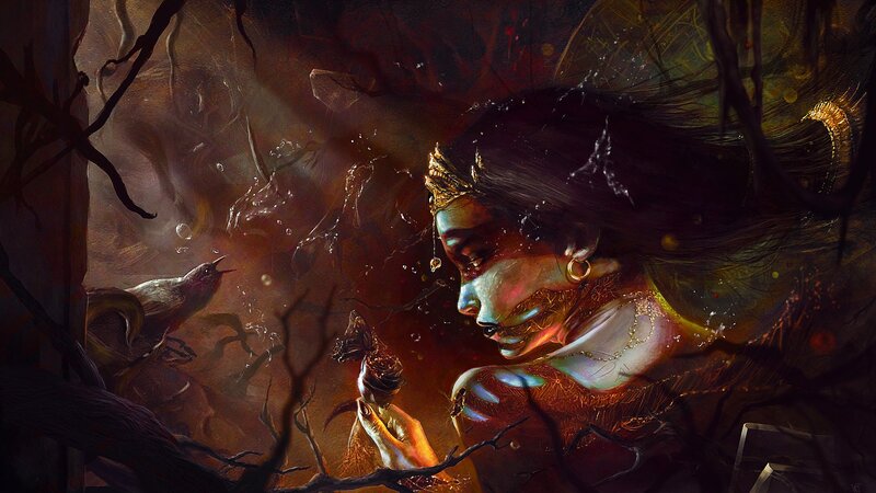 Woman with Bird Underwater