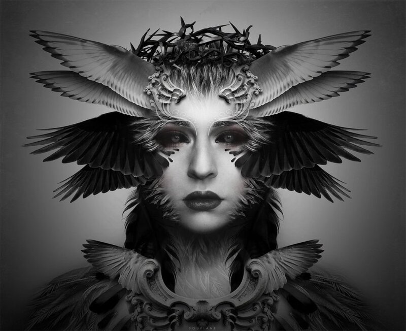 Woman with Bird Wings — Black