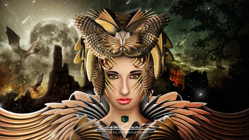 Woman with Bird Wings — Brown
