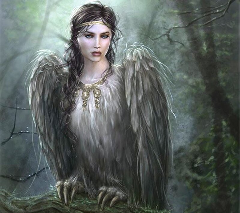 Woman with Bird Wings — Gray