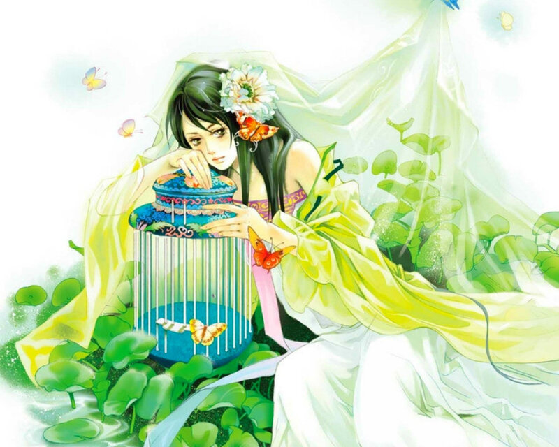 Woman with Birdcage — Green