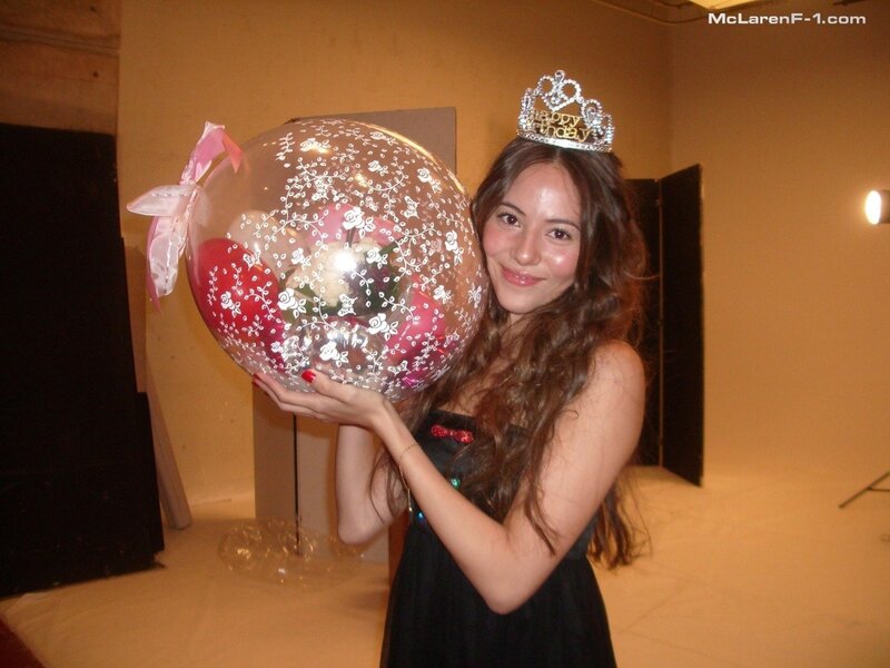 Woman with birthday balloon
