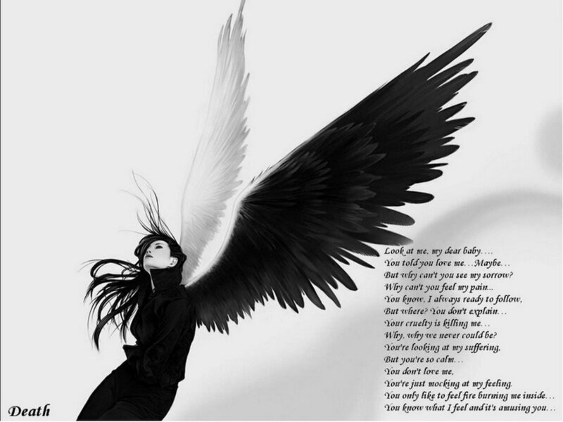 Woman with Black and White Wings — Dramatic, Digital Art