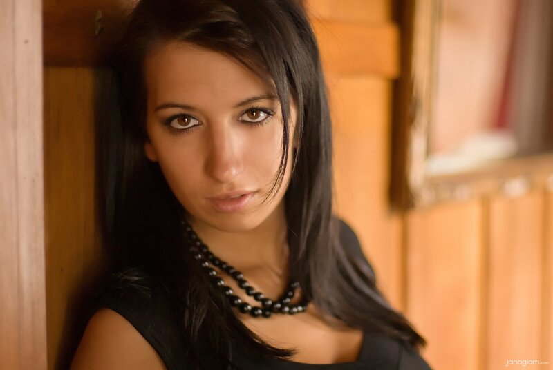 woman with black beads