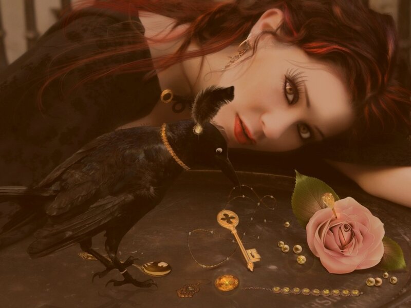 Woman with Black Bird — Brown
