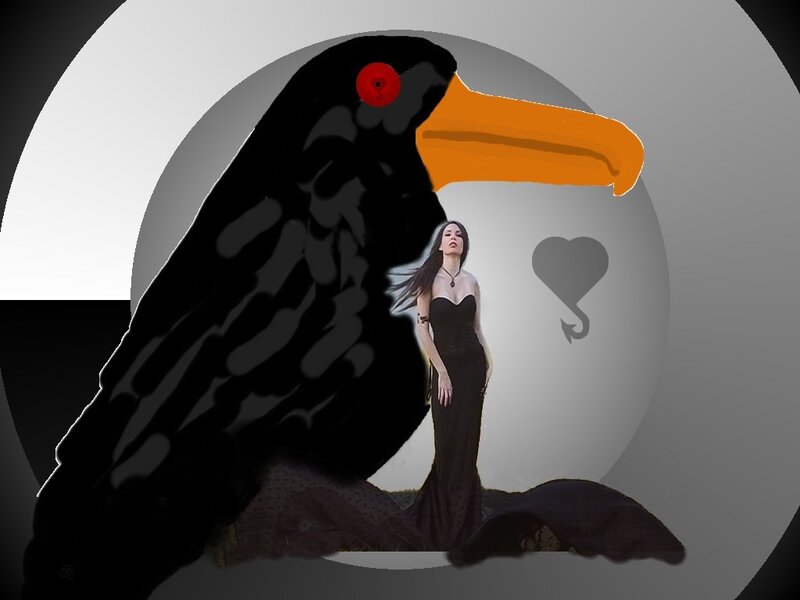Woman with Black Bird — Dramatic, Digital Art