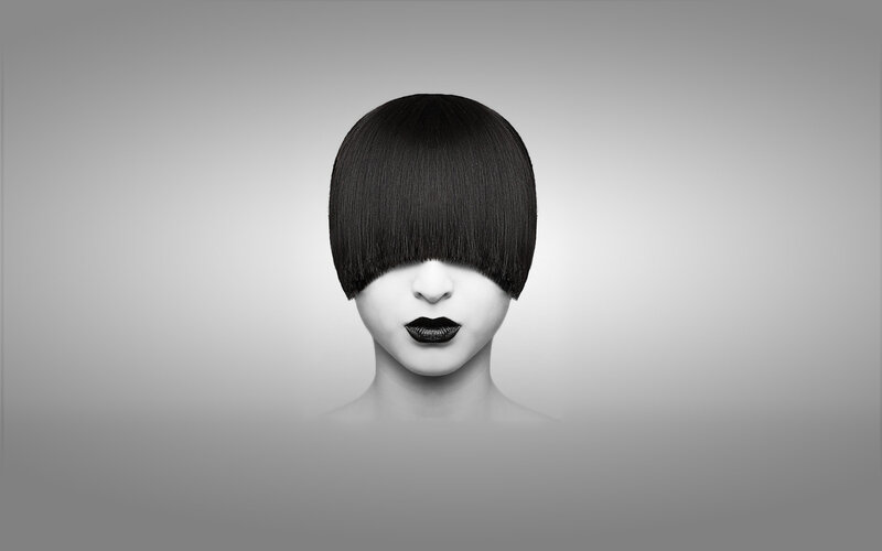 Woman with Black Bob Haircut — Dramatic, Photograph