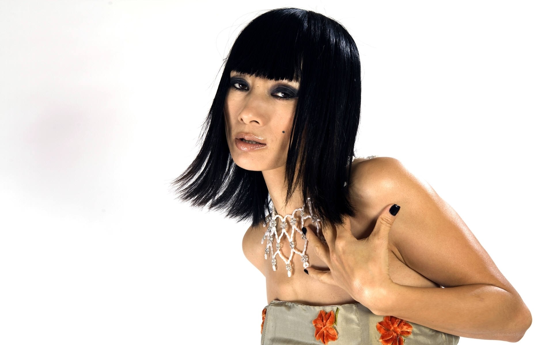 woman with black bob haircut