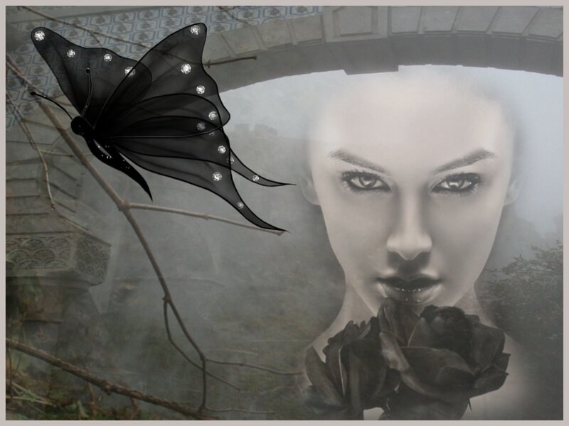 Woman with Black Butterfly