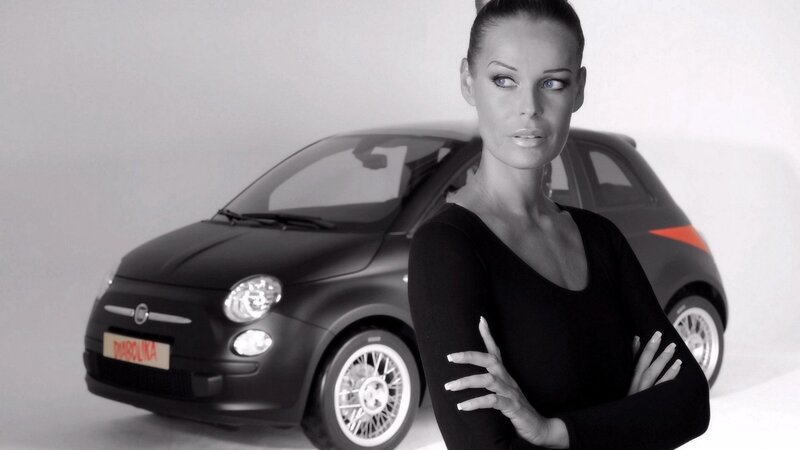 woman with black car