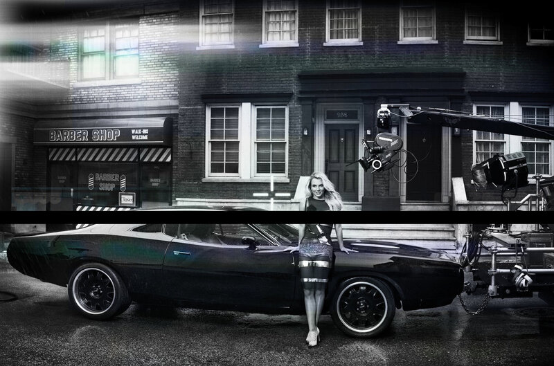 Woman with Black Car — Dramatic, Night