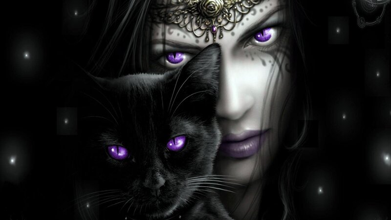 woman with black cat