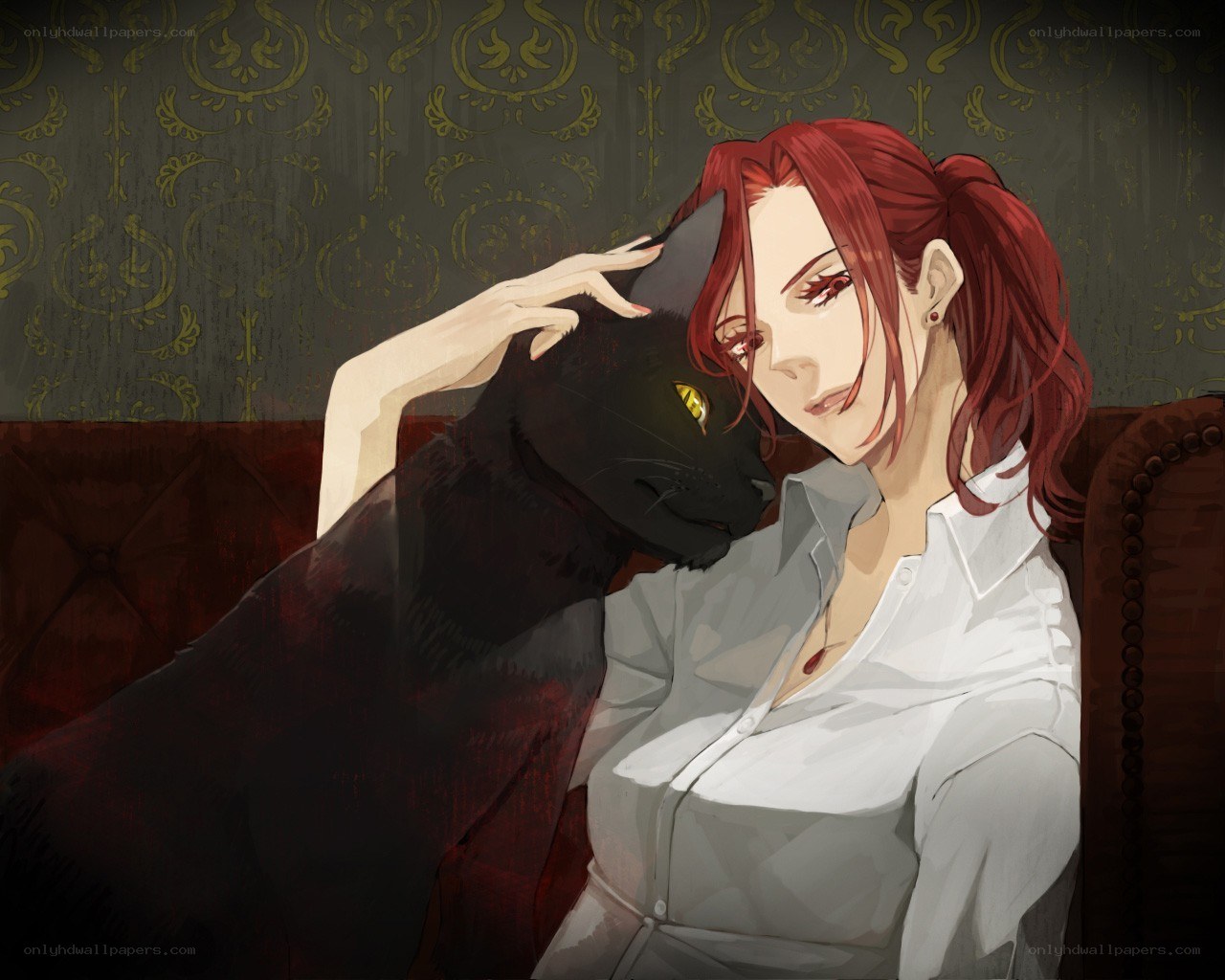 woman with black cat