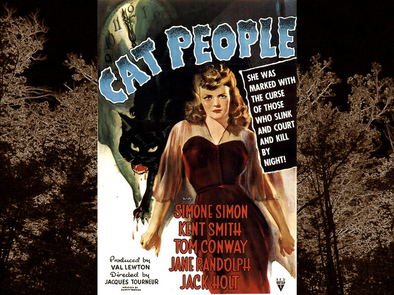 Woman with Black Cat — Dramatic, Night, Illustration