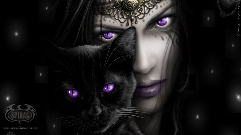 Woman with Black Cat — Dramatic