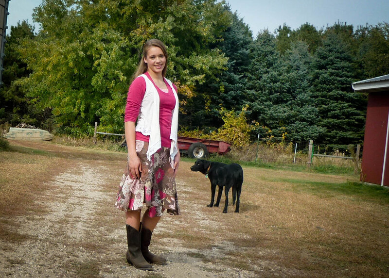 Woman with Black Dog — Green