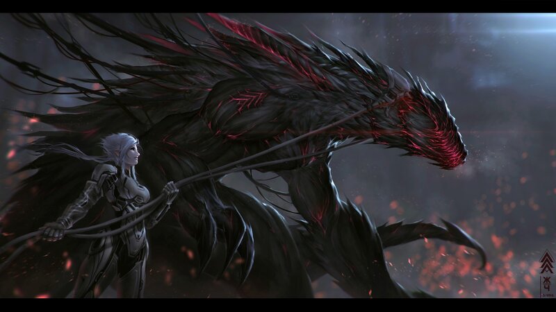 Woman with Black Dragon — Dramatic