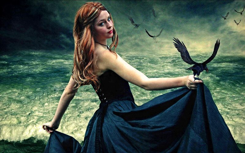 Woman with Black Dress — Dramatic, Digital Art