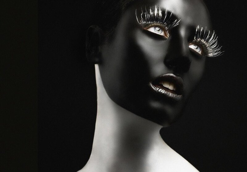 woman with black face makeup