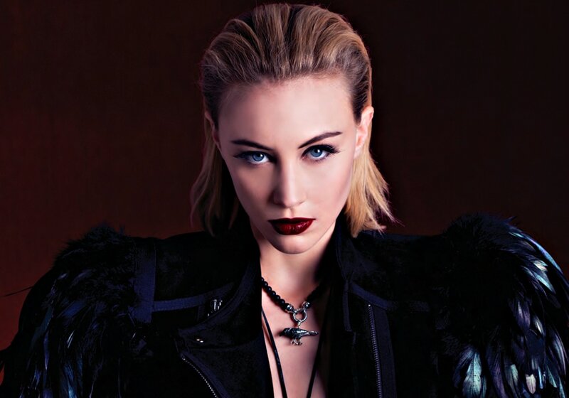 Woman with Black Feather Jacket