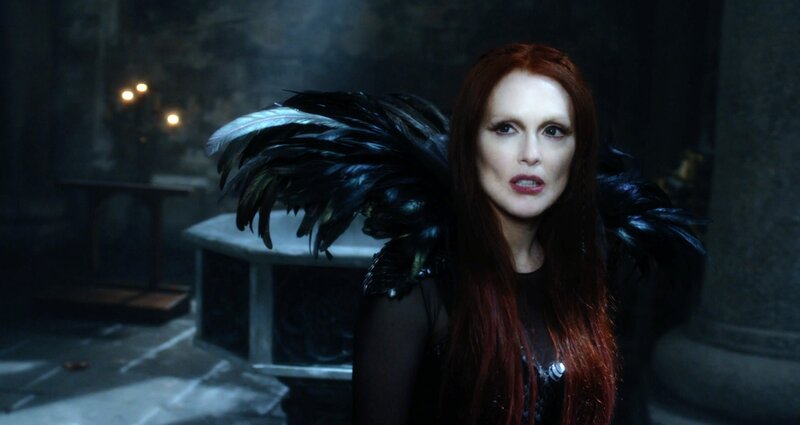 Woman with black feathered wings