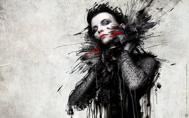 Woman with Black Feathers — Dramatic, Digital Art