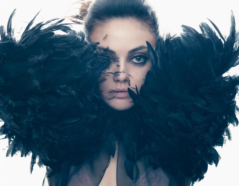 Woman with Black Feathers — Dramatic, Photograph, Makeup, Lace