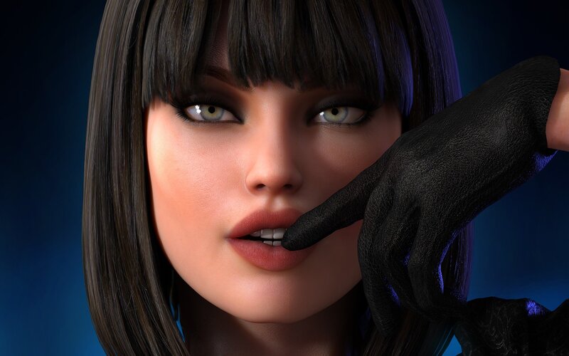 woman with black glove