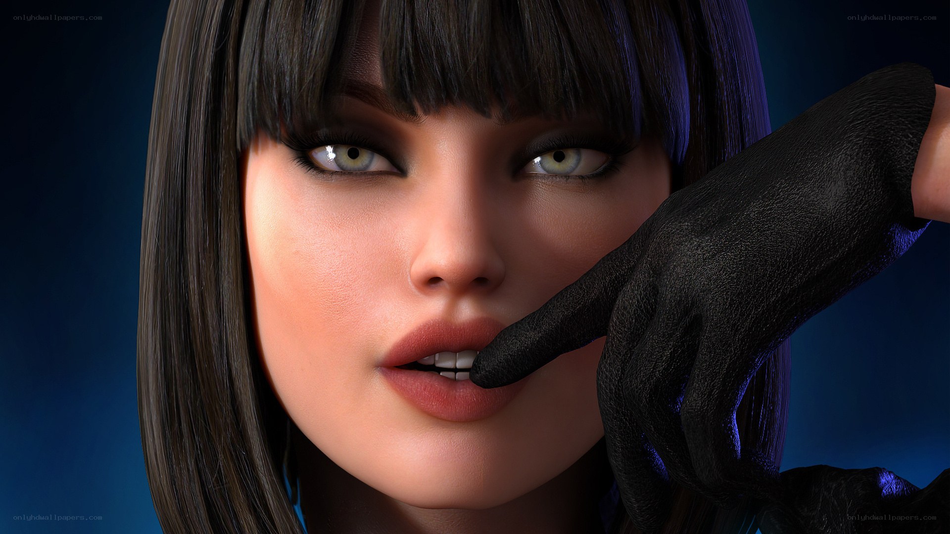 woman with black glove