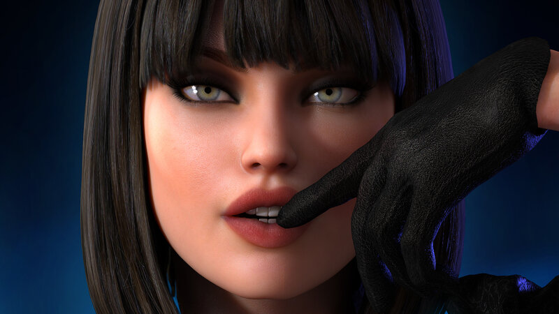 Woman with Black Glove — Blue, Dramatic