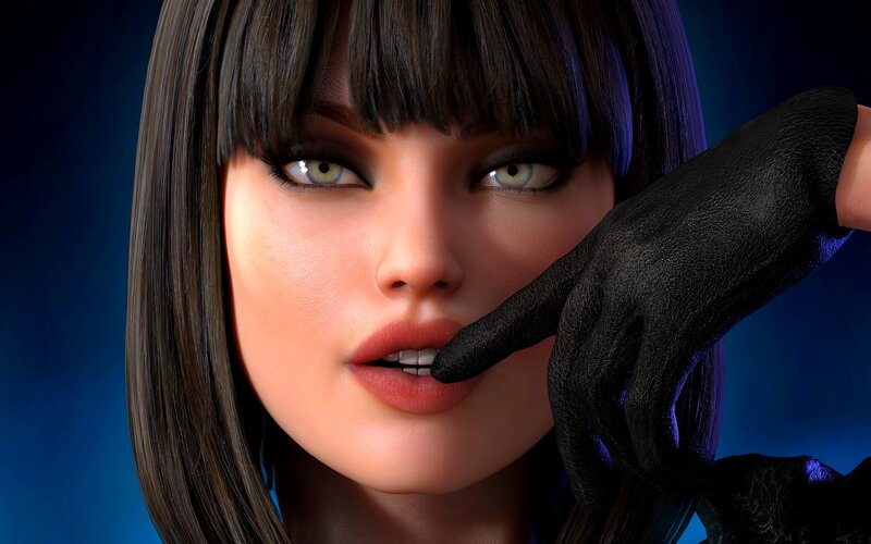 Woman with Black Glove — Blue