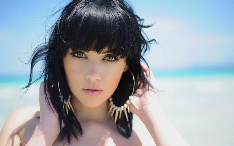 Woman with Black Hair — Blue, Serene, Afternoon