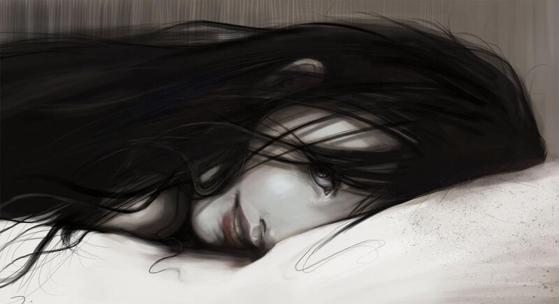 Woman with Black Hair — Calm, Digital Art