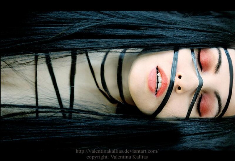 Woman with Black Hair — Dramatic, Digital Art, Black Hair