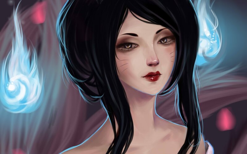 Woman with Black Hair — Dramatic, Digital Art, Blue Energy