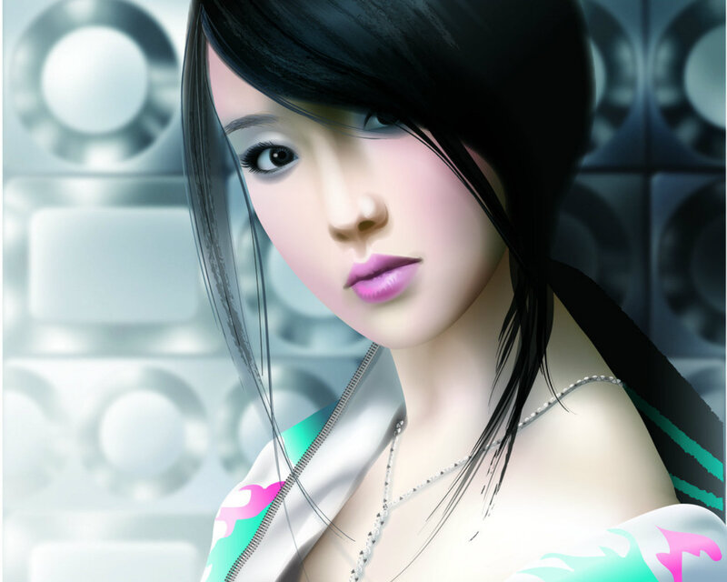 Woman with Black Hair — Dramatic, Digital Art, Jacket