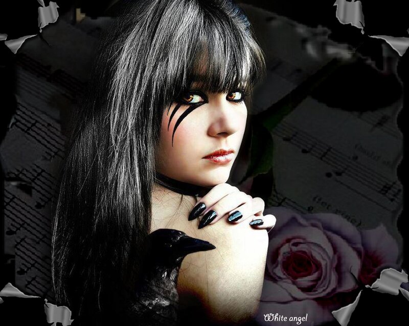 Woman with Black Hair — Dramatic, Digital Art, Music Sheet