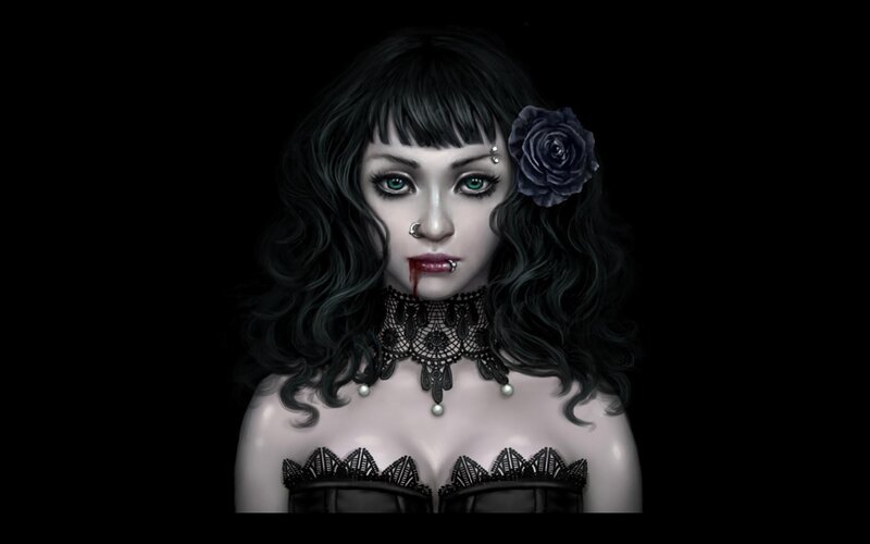 Woman with Black Hair — Dramatic, Digital Art