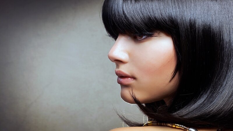 Woman with Black Hair — Dramatic, Photograph, Necklace, Makeup