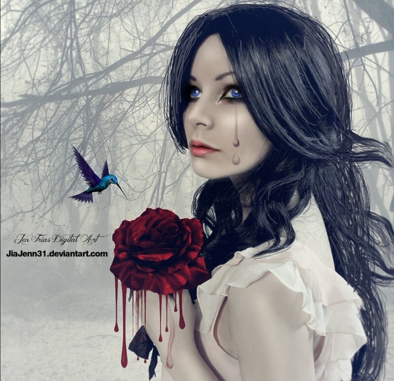 Woman with Black Hair — Dramatic, Winter, Digital Art
