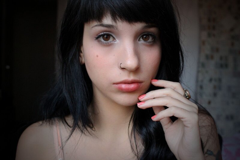Woman with Black Hair — Neutral, Photograph, Nose Ring