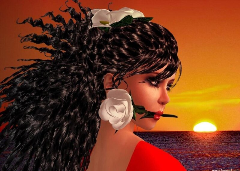 Woman with Black Hair — Orange