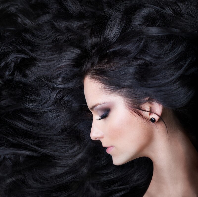 Woman with Black Hair — Serene, Photograph, Earring